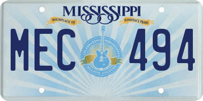 MS license plate MEC494