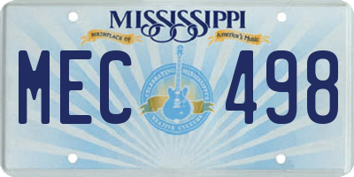 MS license plate MEC498