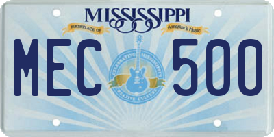 MS license plate MEC500