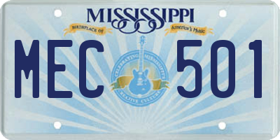 MS license plate MEC501