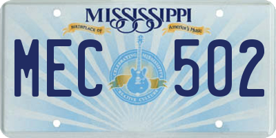 MS license plate MEC502