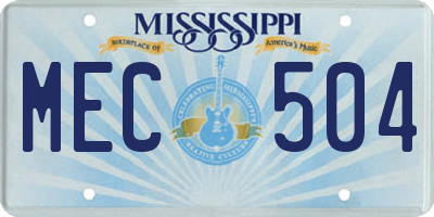 MS license plate MEC504