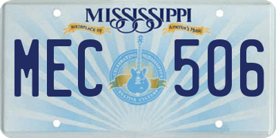 MS license plate MEC506