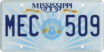 MS license plate MEC509