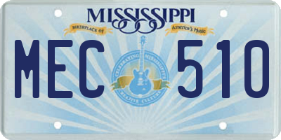 MS license plate MEC510