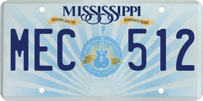 MS license plate MEC512
