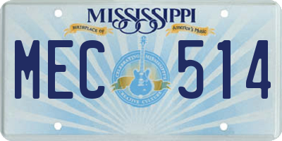 MS license plate MEC514