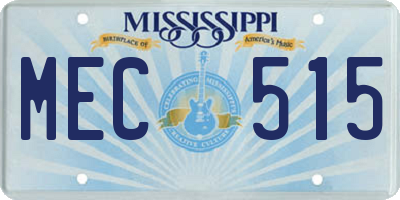 MS license plate MEC515