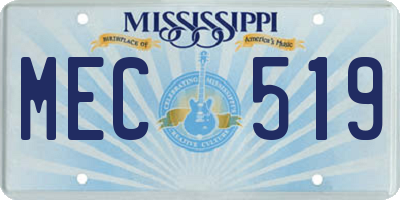 MS license plate MEC519