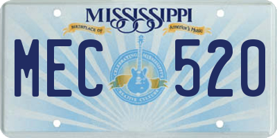 MS license plate MEC520