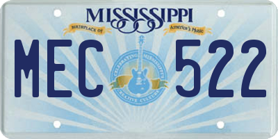 MS license plate MEC522