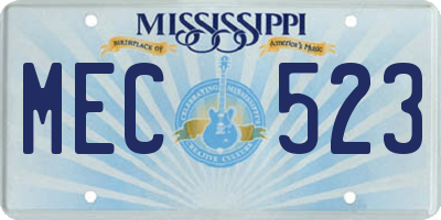 MS license plate MEC523