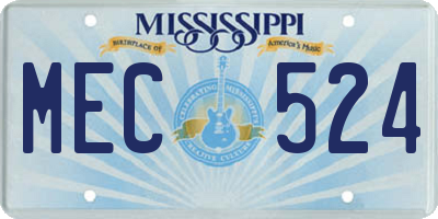 MS license plate MEC524
