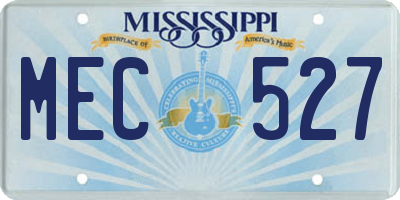 MS license plate MEC527