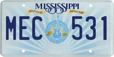 MS license plate MEC531