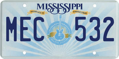MS license plate MEC532