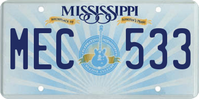 MS license plate MEC533