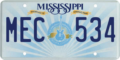 MS license plate MEC534