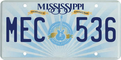 MS license plate MEC536