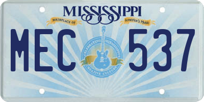 MS license plate MEC537