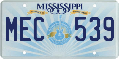 MS license plate MEC539