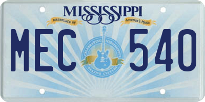 MS license plate MEC540