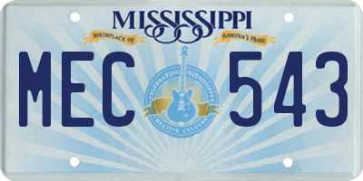 MS license plate MEC543