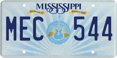 MS license plate MEC544