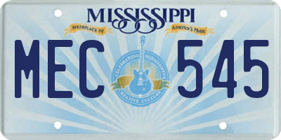 MS license plate MEC545