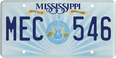 MS license plate MEC546