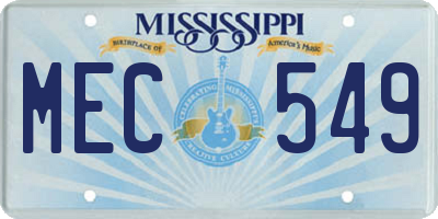 MS license plate MEC549