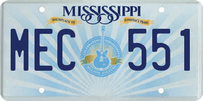 MS license plate MEC551