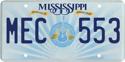 MS license plate MEC553