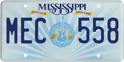MS license plate MEC558