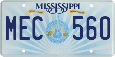 MS license plate MEC560