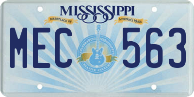 MS license plate MEC563
