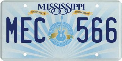 MS license plate MEC566