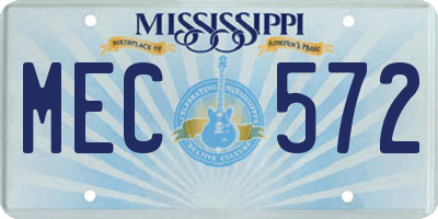 MS license plate MEC572