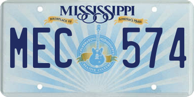 MS license plate MEC574