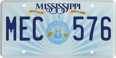 MS license plate MEC576