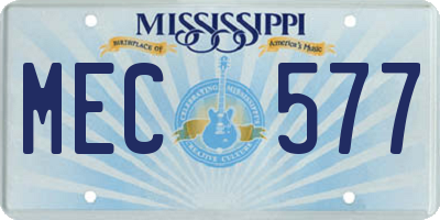 MS license plate MEC577