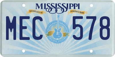 MS license plate MEC578