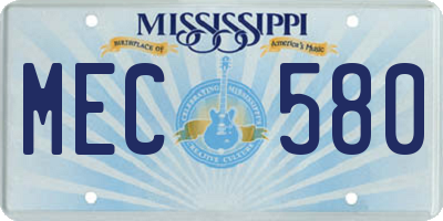 MS license plate MEC580