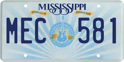 MS license plate MEC581