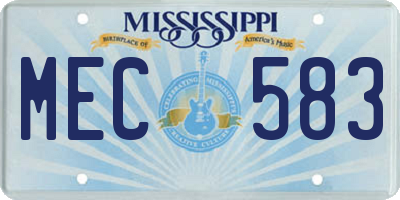 MS license plate MEC583