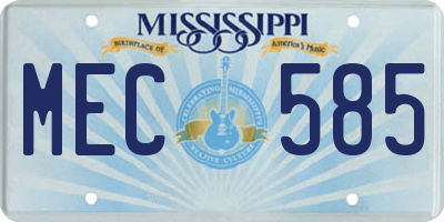 MS license plate MEC585