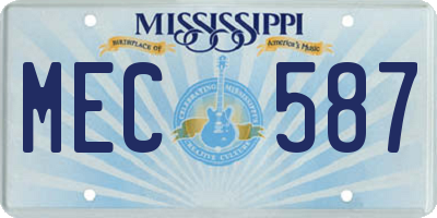 MS license plate MEC587