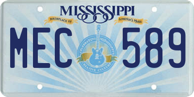 MS license plate MEC589