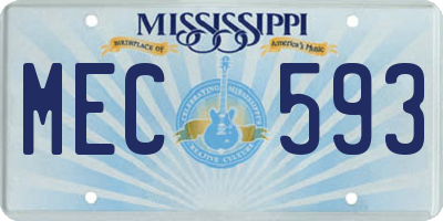 MS license plate MEC593