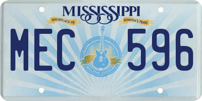 MS license plate MEC596